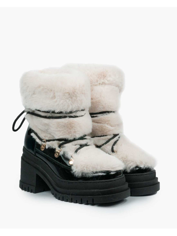 Czarne śniegowce damskie skórzane