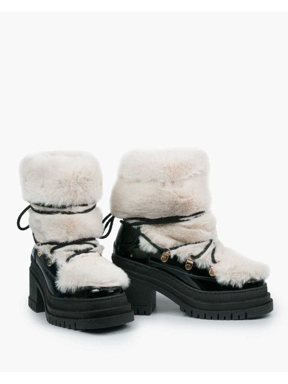 Czarne śniegowce damskie skórzane