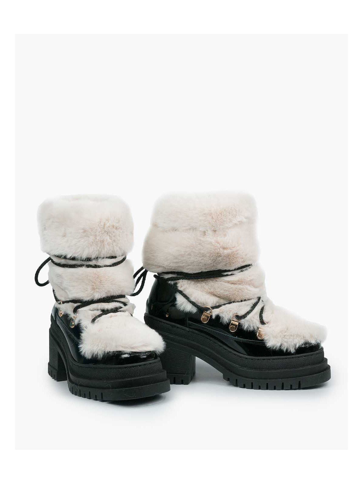 Czarne śniegowce damskie skórzane