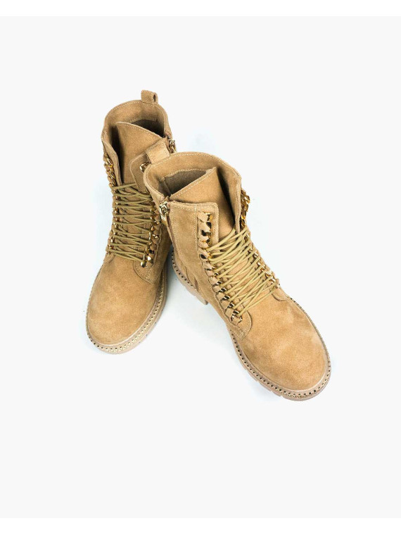 Beżowe trapery damskie skórzane