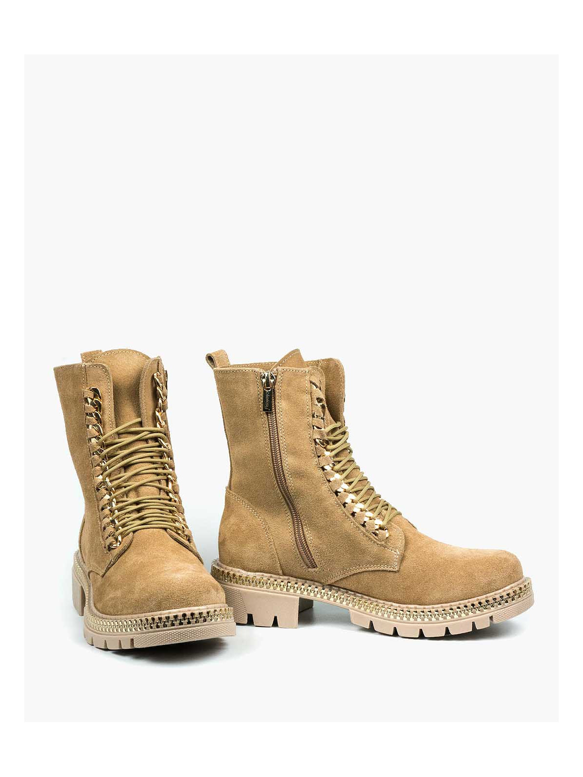 Beżowe trapery damskie skórzane