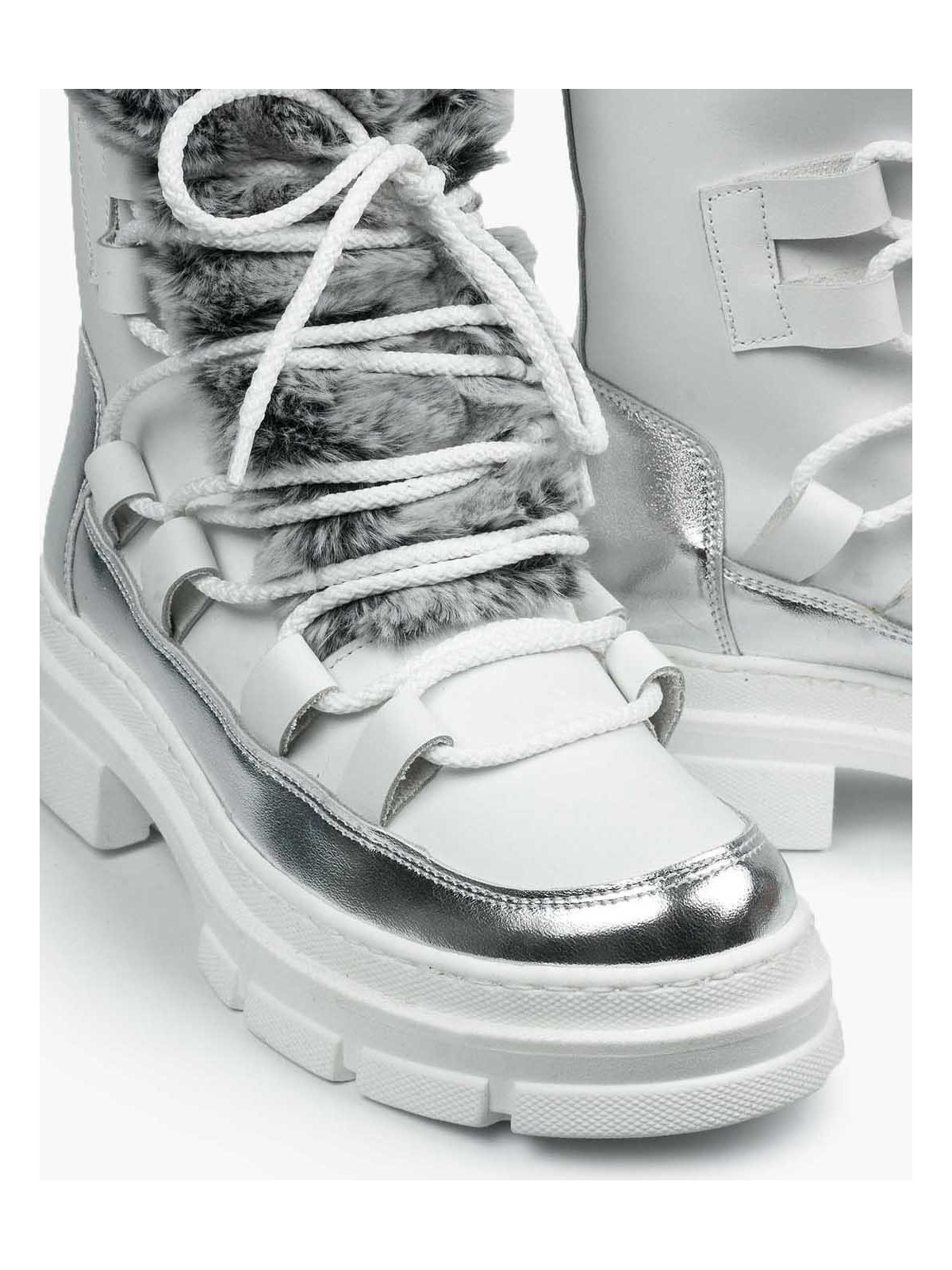 Białe śniegowce damskie skórzane