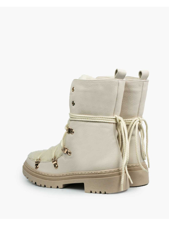 Beżowe śniegowce damskie skórzane