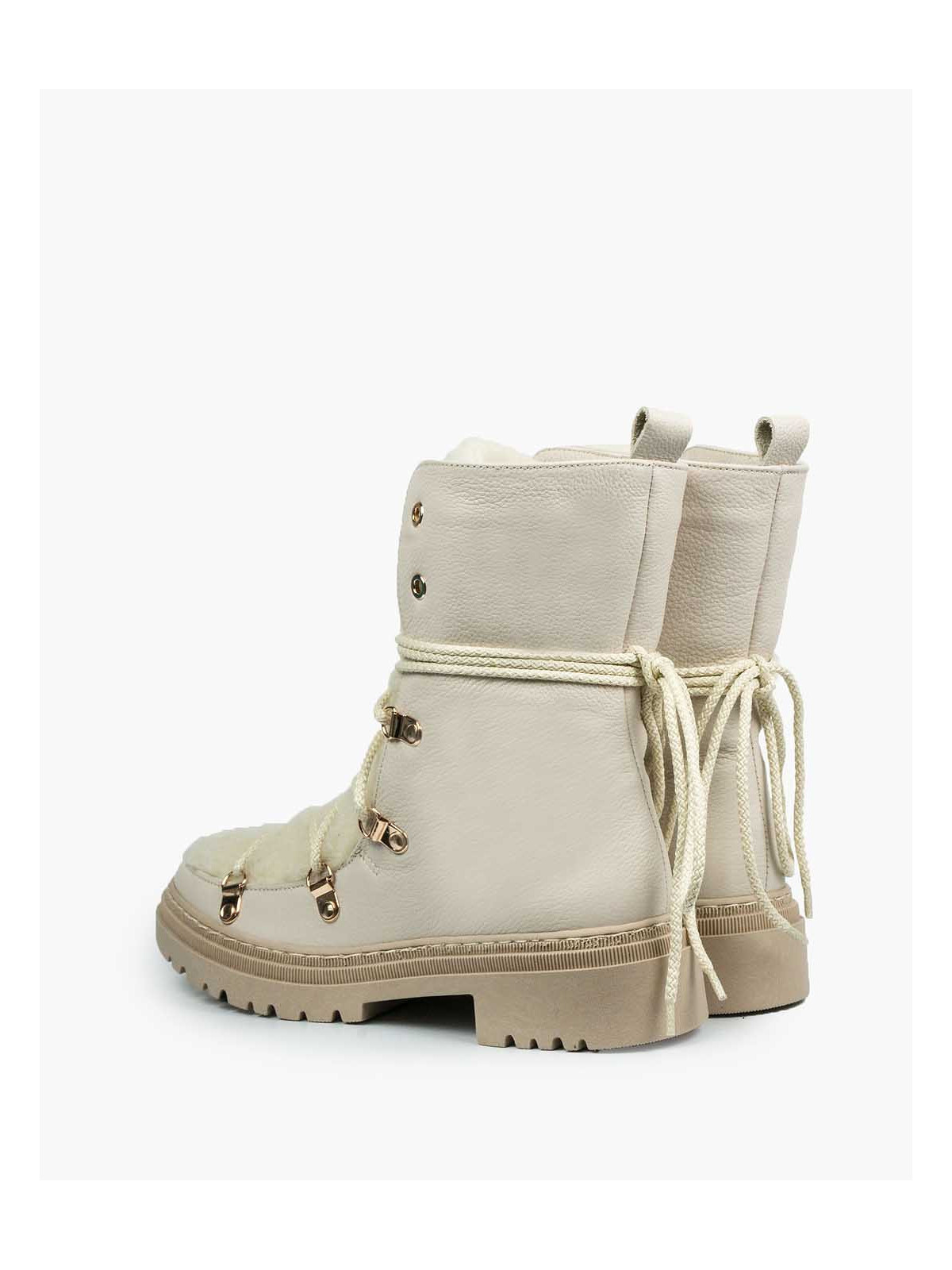 Beżowe śniegowce damskie skórzane