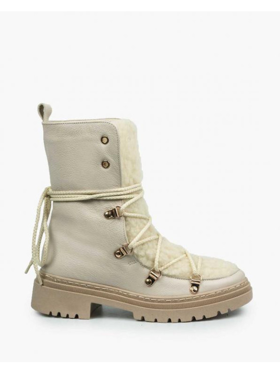 Beżowe śniegowce damskie skórzane