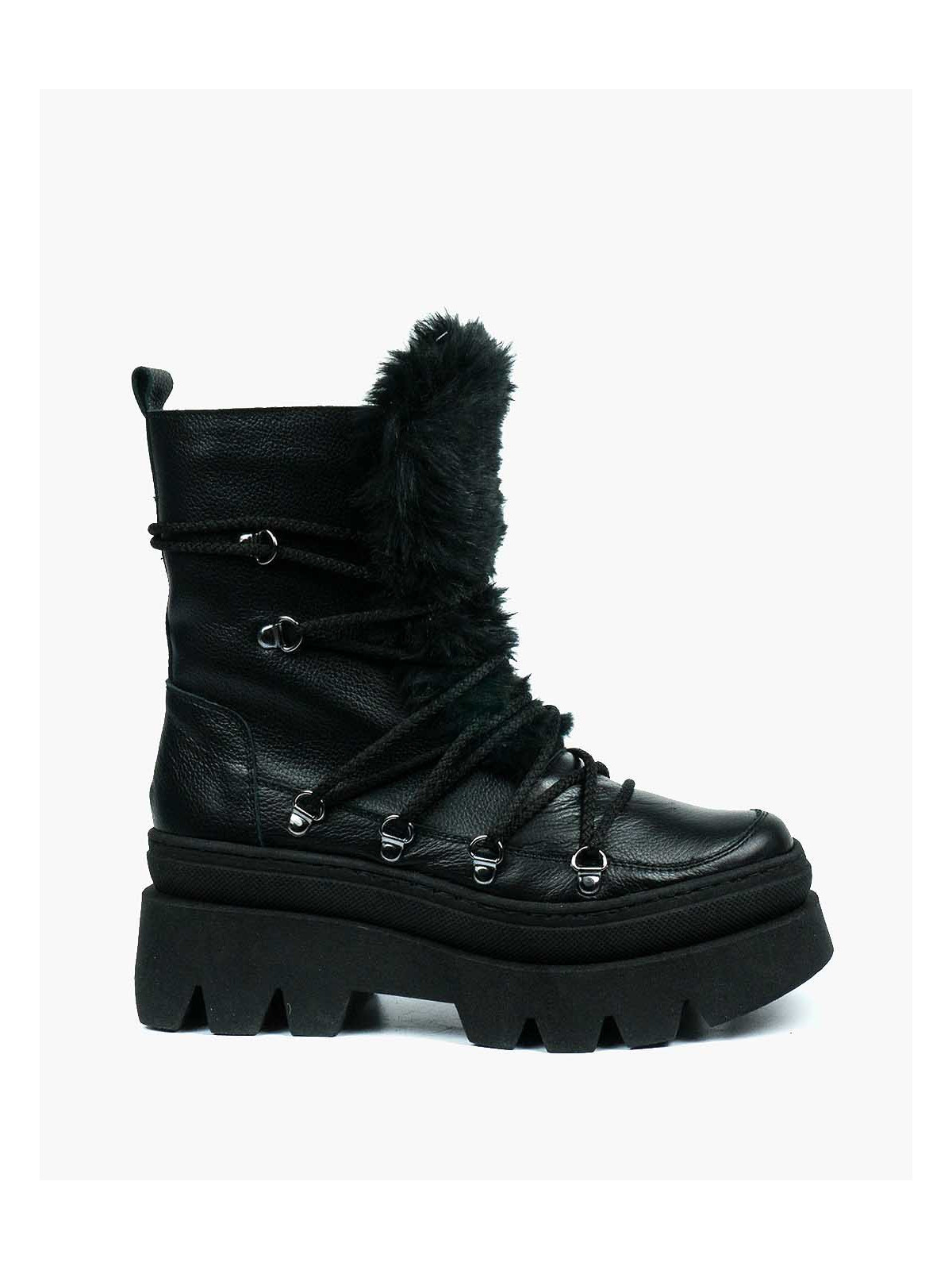 Czarne śniegowce damskie skórzane