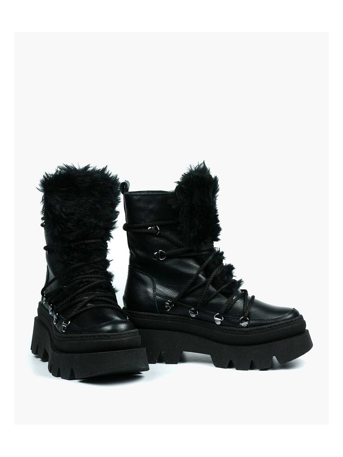 Czarne śniegowce damskie skórzane