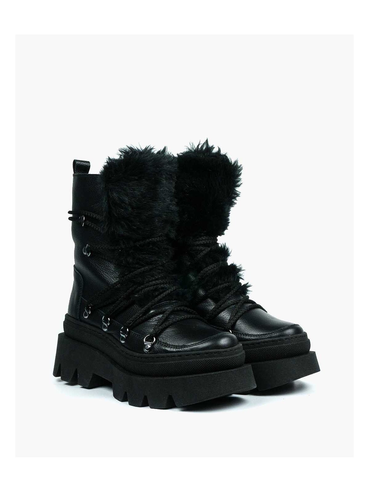 Czarne śniegowce damskie skórzane
