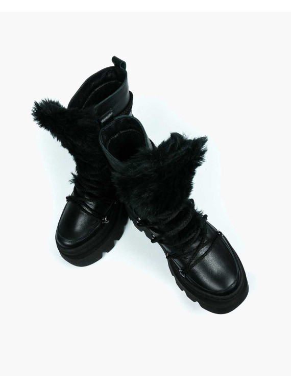 Czarne śniegowce damskie skórzane