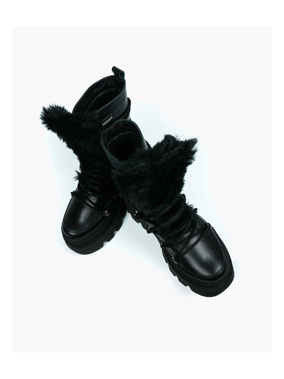 Czarne śniegowce damskie skórzane