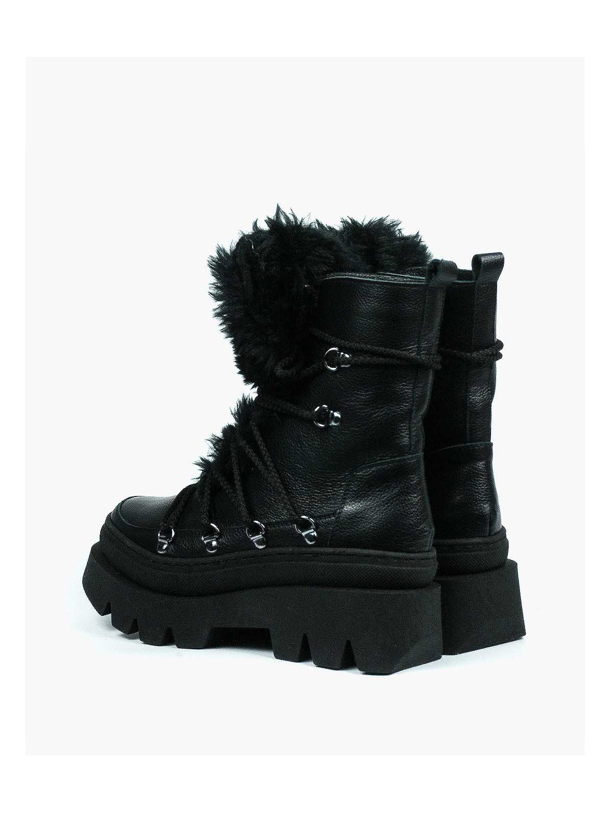 Czarne śniegowce damskie skórzane