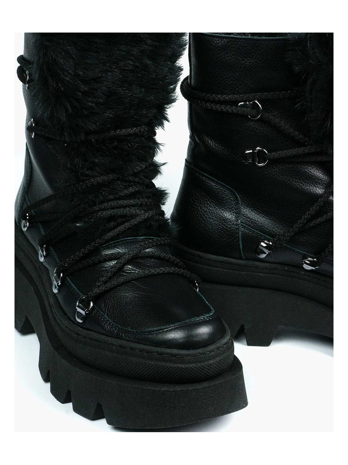 Czarne śniegowce damskie skórzane