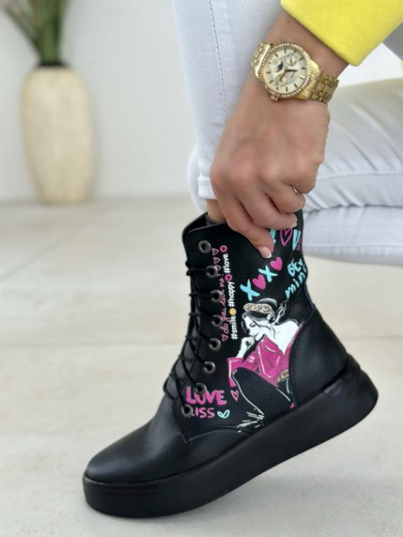 Czarne trampki damskie skórzane