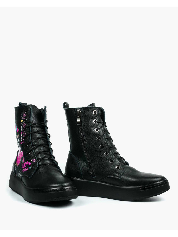 Czarne trampki damskie skórzane