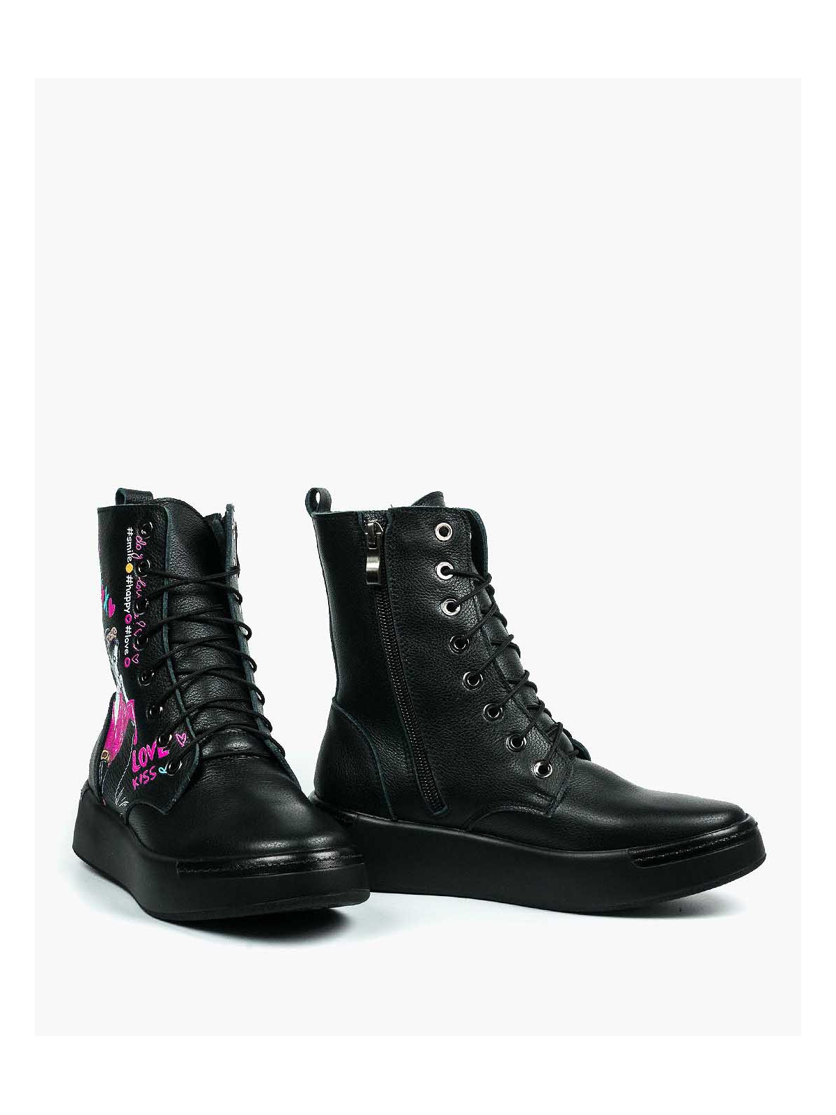 Czarne trampki damskie skórzane