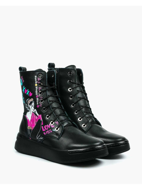 Czarne trampki damskie skórzane