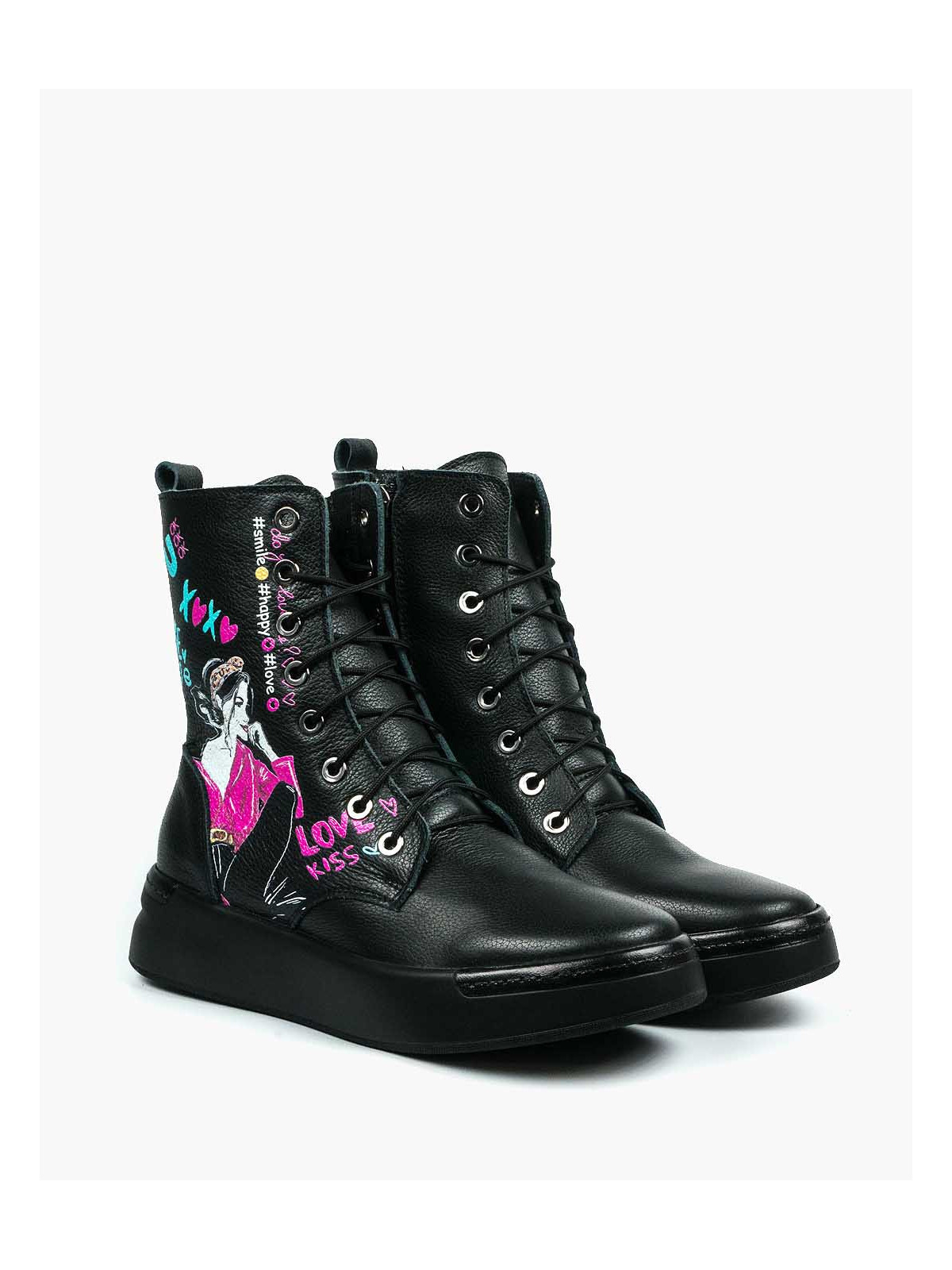 Czarne trampki damskie skórzane