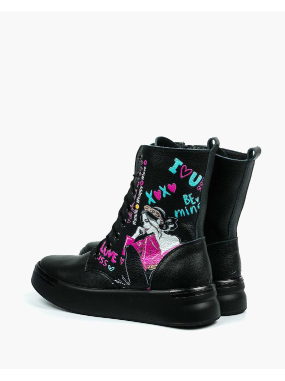 Czarne trampki damskie skórzane