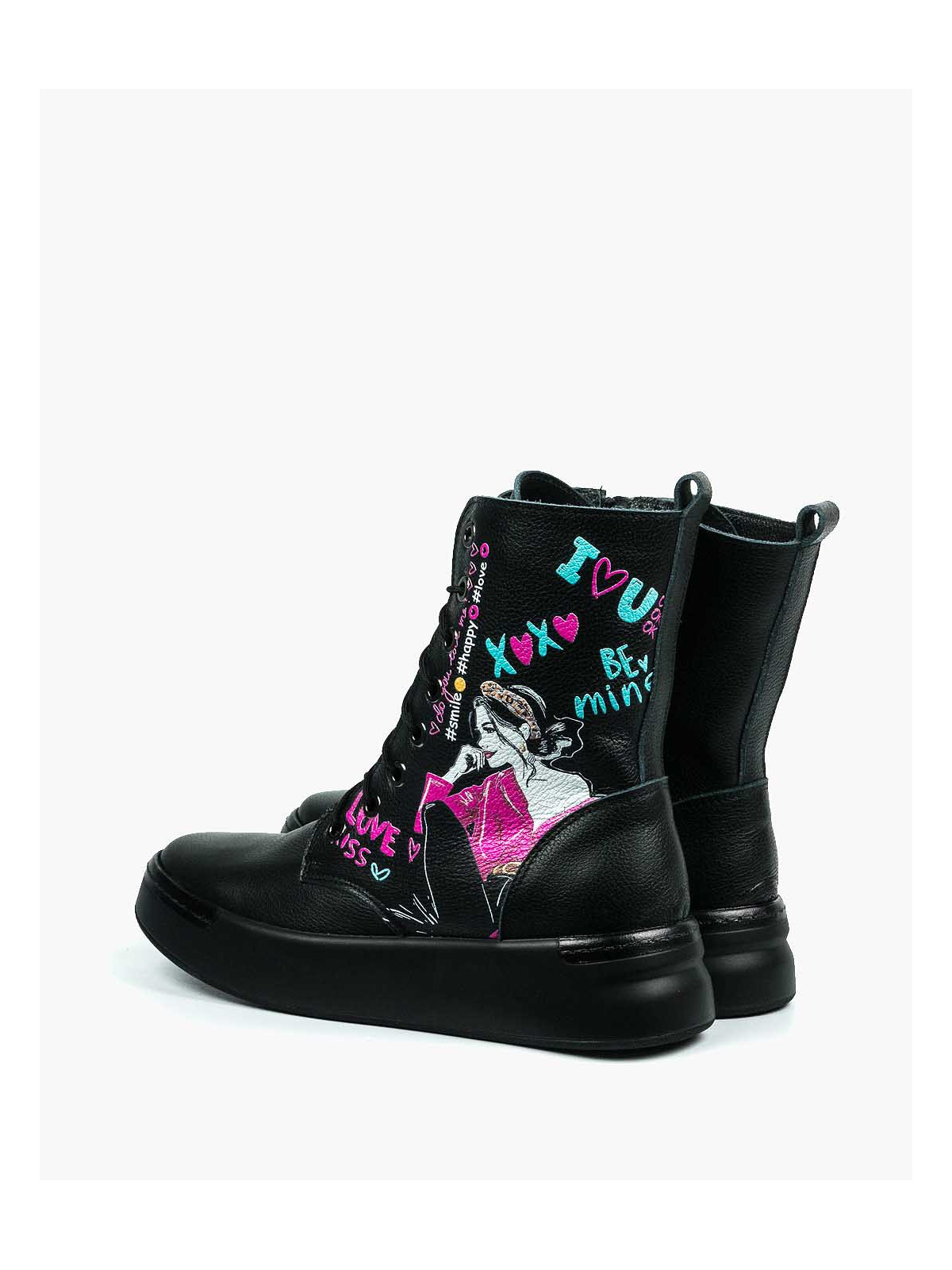 Czarne trampki damskie skórzane