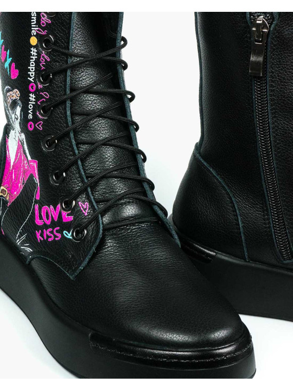 Czarne trampki damskie skórzane