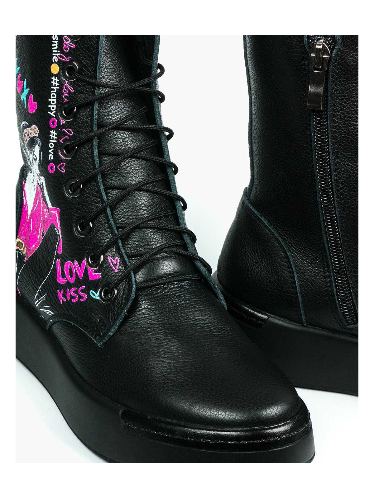 Czarne trampki damskie skórzane