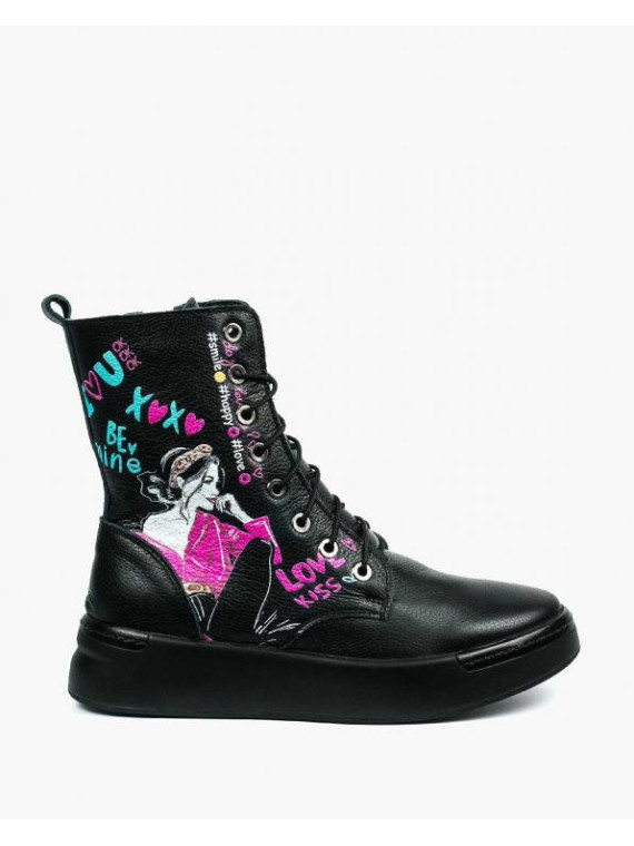 Czarne trampki damskie skórzane