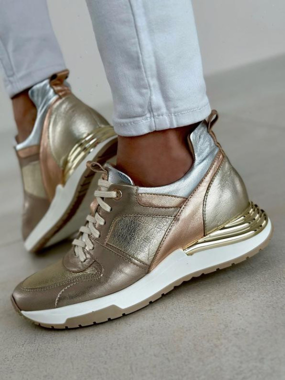 Złote adidasy damskie skórzane