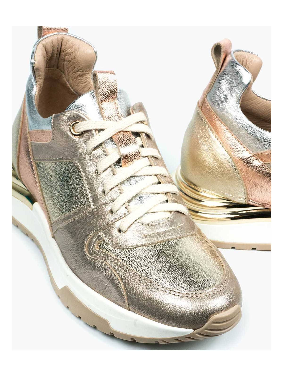 Złote adidasy damskie skórzane