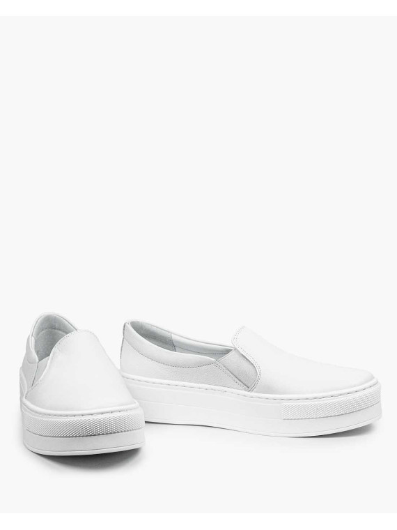 Białe półbuty damskie skórzane