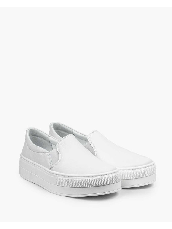 Białe półbuty damskie skórzane