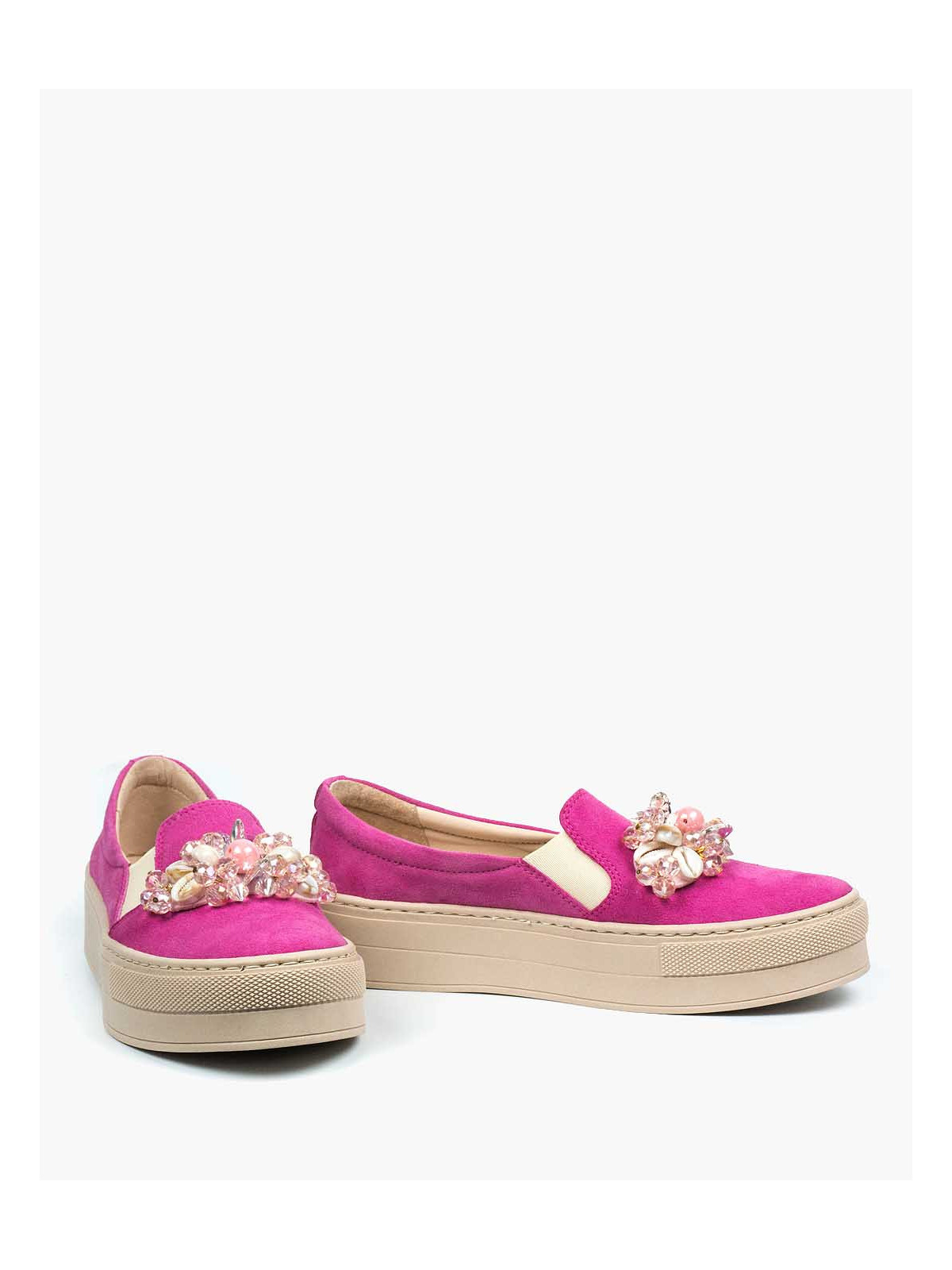 Różowe półbuty damskie skórzane