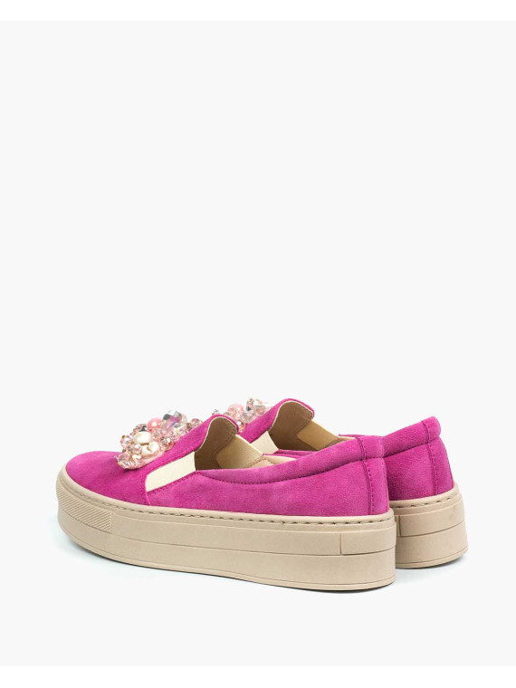 Różowe półbuty damskie skórzane