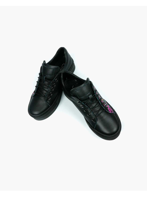 Czarne trampki damskie skórzane