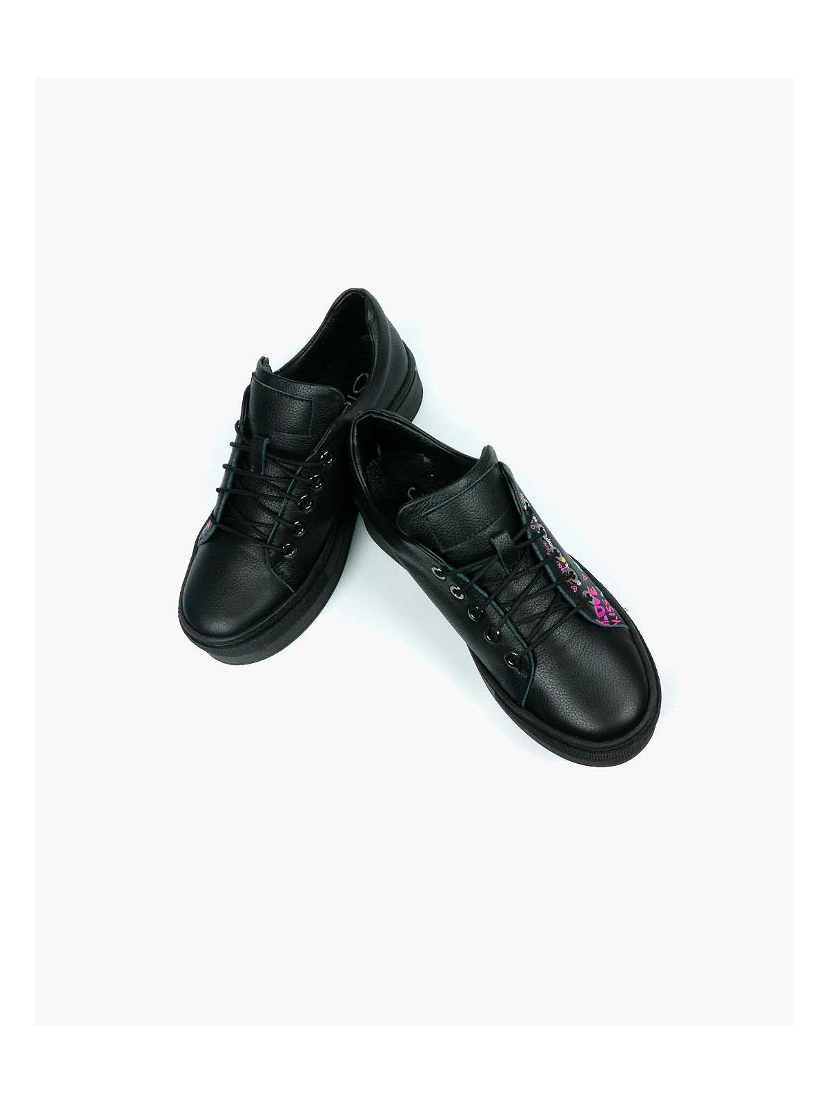 Czarne trampki damskie skórzane