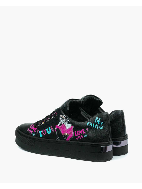 Czarne trampki damskie skórzane