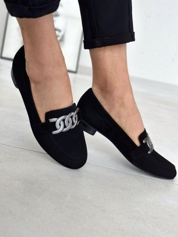 Czarne mokasyny damskie skórzane