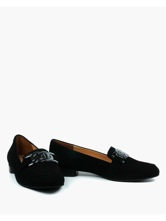 Czarne mokasyny damskie skórzane