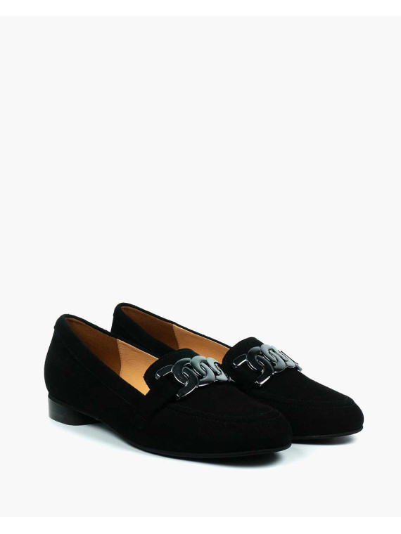 Czarne mokasyny damskie skórzane