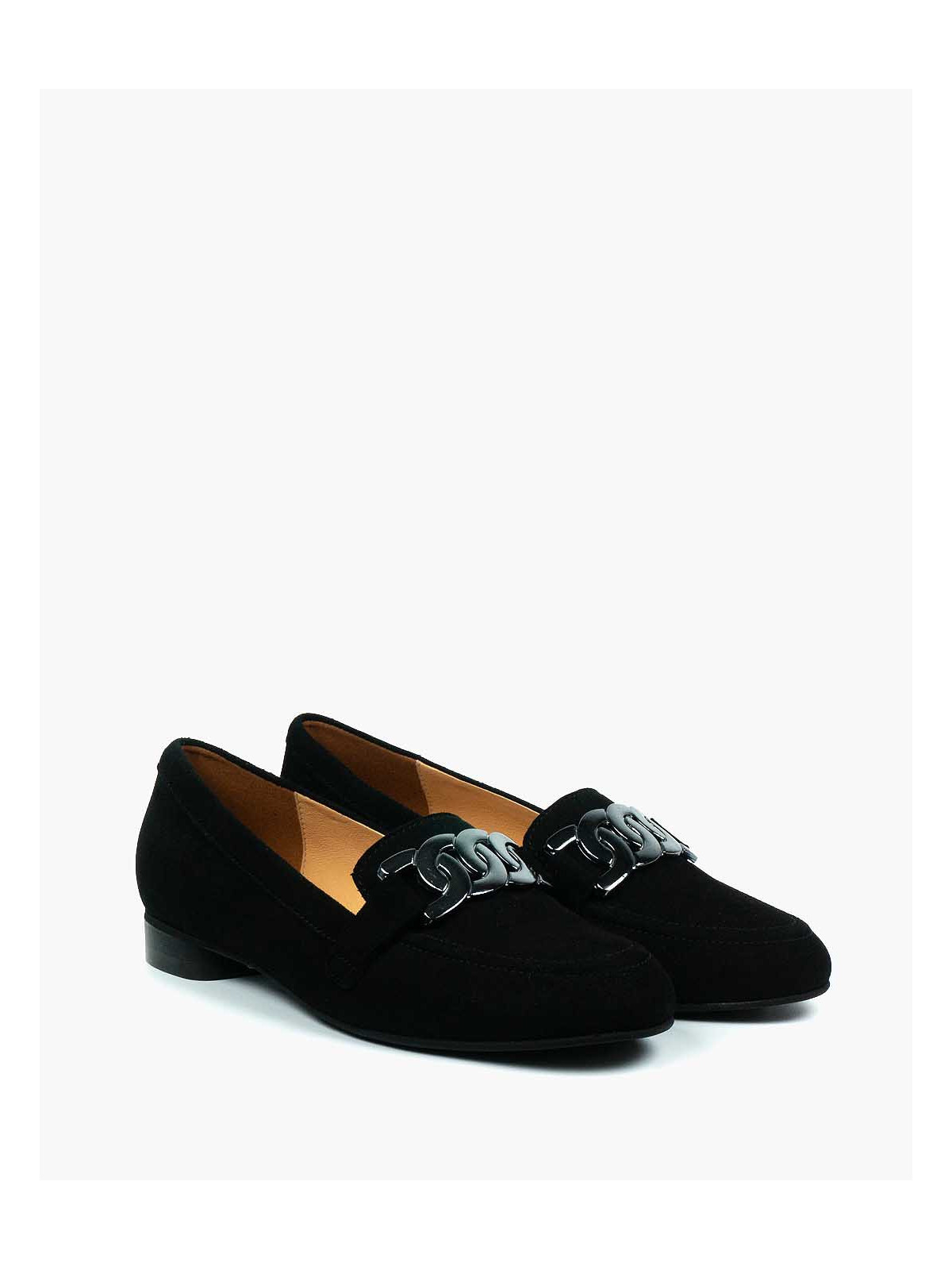 Czarne mokasyny damskie skórzane