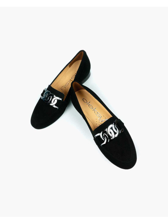 Czarne mokasyny damskie skórzane