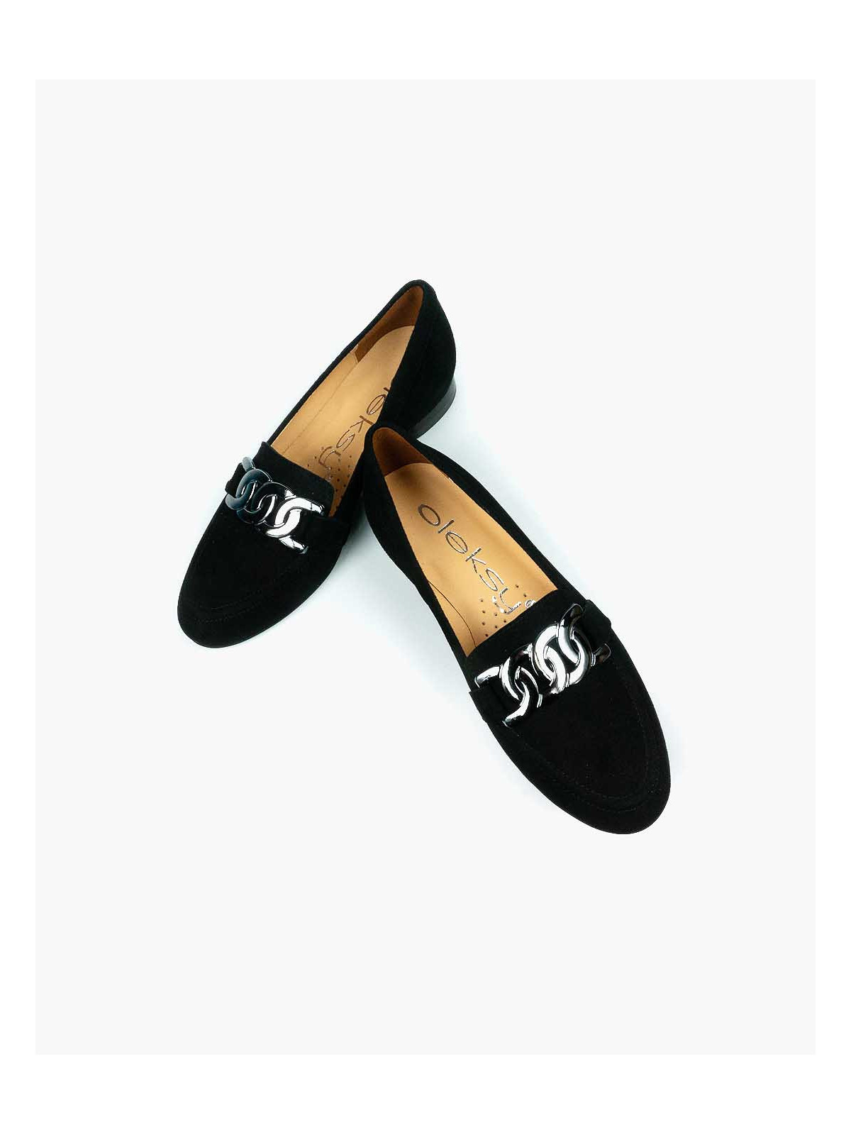 Czarne mokasyny damskie skórzane