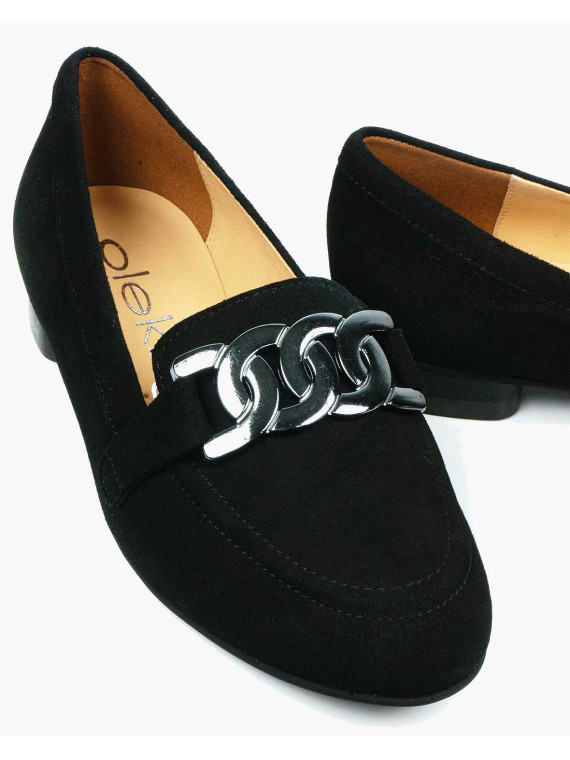 Czarne mokasyny damskie skórzane