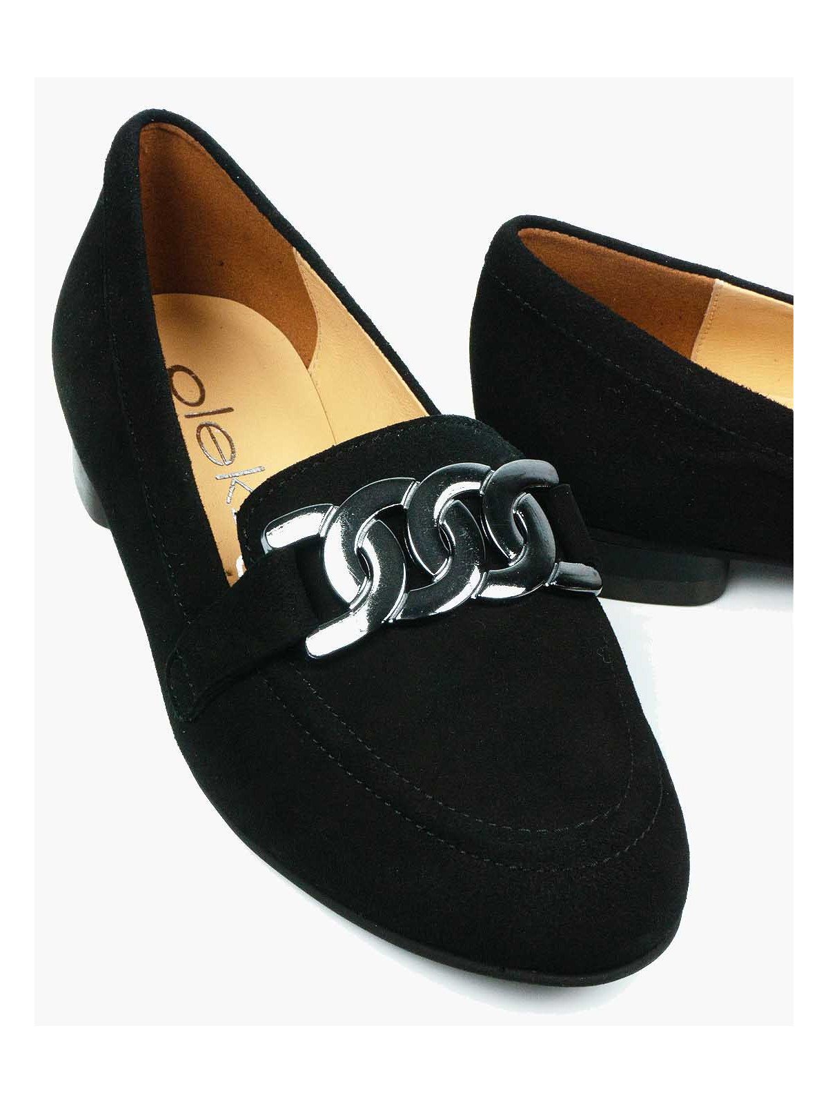 Czarne mokasyny damskie skórzane