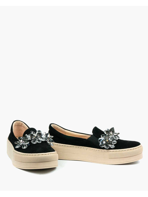 Czarne półbuty damskie skórzane