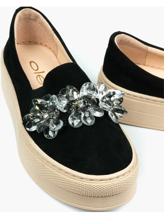 Czarne półbuty damskie skórzane