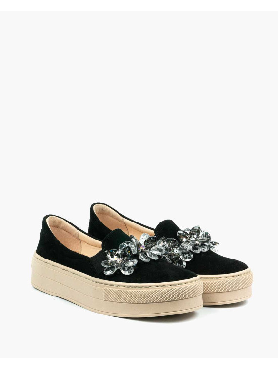 Czarne półbuty damskie skórzane