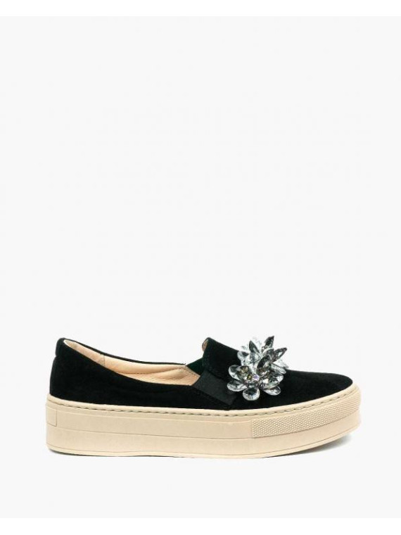 Czarne półbuty damskie skórzane