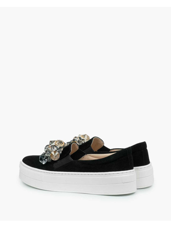 Czarne półbuty damskie skórzane