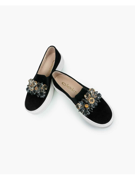 Czarne półbuty damskie skórzane