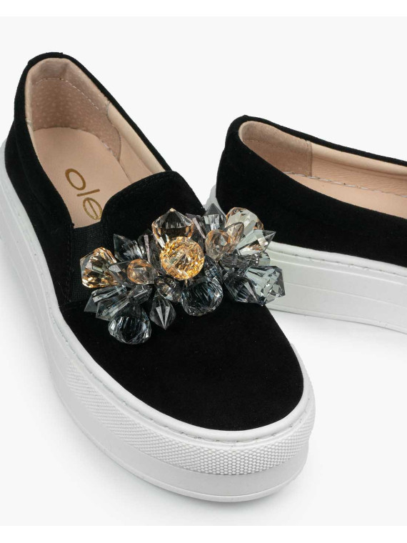 Czarne półbuty damskie skórzane